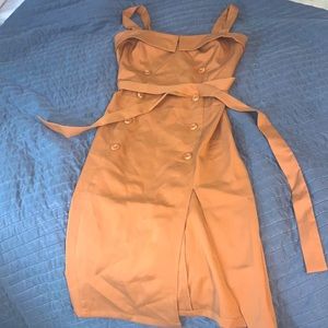 FAVLUX , Orange Dress, Long Dress, Small